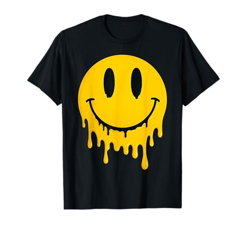 Melting Smile Face Happy Smiling Dripping Emoticons für Kinder T-Shirt von Cute Melted Smile Face Groovy Funny Happy Face