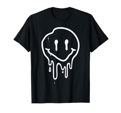 Melting Smile Face Happy Smiling Dripping Emoticons für Kinder T-Shirt von Cute Melted Smile Face Groovy Funny Happy Face