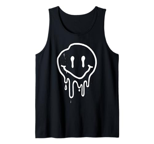 Melting Smile Face Happy Smiling Dripping Emoticons für Kinder Tank Top von Cute Melted Smile Face Groovy Funny Happy Face