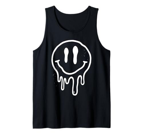 Melting Smile Face Happy Smiling Dripping Emoticons für Kinder Tank Top von Cute Melted Smile Face Groovy Funny Happy Face