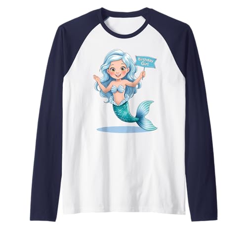 Meerjungfrau Geburtstag Mädchen für Mädchen, die Meerjungfrauen Undersea lieben Raglan von Cute Mermaid Party outfit for Toddler Little Girls