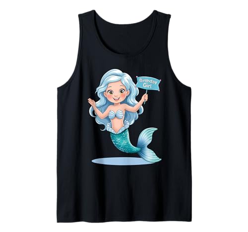 Meerjungfrau Geburtstag Mädchen für Mädchen, die Meerjungfrauen Undersea lieben Tank Top von Cute Mermaid Party outfit for Toddler Little Girls
