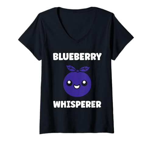 Damen Blueberries Cute Fruit Minimalist Simple Whisperer Blueberry T-Shirt mit V-Ausschnitt Damen Blueberries Cute Fruit Minimalist Simple Whisperer Blueberry T-Shirt mit V-Ausschnitt von Cute Minimalist simple funnny fruit Blueberry