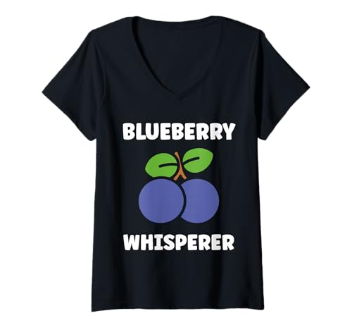Damen Blueberries Cute Fruit Minimalist Simple Whisperer Blueberry T-Shirt mit V-Ausschnitt Damen Blueberries Cute Fruit Minimalist Simple Whisperer Blueberry T-Shirt mit V-Ausschnitt von Cute Minimalist simple funnny fruit Blueberry
