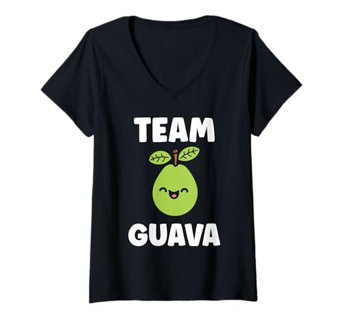 Damen Funny guavas Cute Fruit Quote Team Guava T-Shirt mit V-Ausschnitt Damen Funny guavas Cute Fruit Quote Team Guava T-Shirt mit V-Ausschnitt von Cute Minimalist simple funnny fruit guava