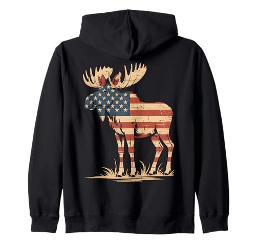Elch Amerikanische USA-Flagge Retro Vintage für Damen Kinder Herren Kapuzenjacke Elch Amerikanische USA-Flagge Retro Vintage für Damen Kinder Herren Kapuzenjacke von Cute Moose American USA Flag Animals Clothes