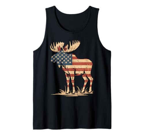 Elch Amerikanische USA-Flagge Retro Vintage für Damen Kinder Herren Tank Top Elch Amerikanische USA-Flagge Retro Vintage für Damen Kinder Herren Tank Top von Cute Moose American USA Flag Animals Clothes
