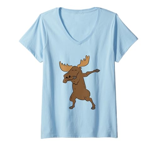Damen Dabing Elch Lustiger Kanadischer Elch T-Shirt mit V-Ausschnitt Damen Dabing Elch Lustiger Kanadischer Elch T-Shirt mit V-Ausschnitt von Cute Moose Gifts And Tees