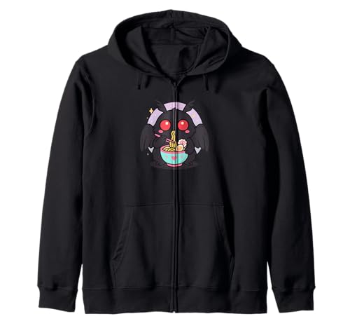 Mothman Eating Ramen Kawaii Japanisches Essen Männer Frauen Kinder Kapuzenjacke von Cute Mothman Ramen Noodles Lover Merch Gifts