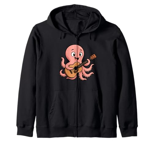 Lustiger Oktopus, der Gitarre spielt, Geschenk für Gitarristen, Erwachsene, Kinder Kapuzenjacke Lustiger Oktopus, der Gitarre spielt, Geschenk für Gitarristen, Erwachsene, Kinder Kapuzenjacke von Cute Musician Octopus Guitar Player Graphic Design