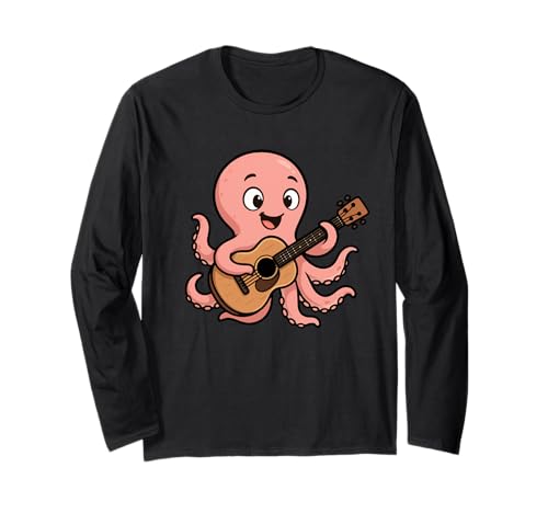 Lustiger Oktopus, der Gitarre spielt, Geschenk für Gitarristen, Erwachsene, Kinder Langarmshirt Lustiger Oktopus, der Gitarre spielt, Geschenk für Gitarristen, Erwachsene, Kinder Langarmshirt von Cute Musician Octopus Guitar Player Graphic Design