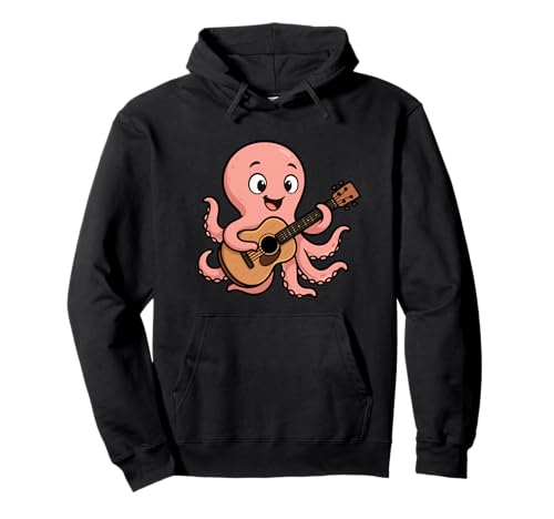 Lustiger Oktopus, der Gitarre spielt, Geschenk für Gitarristen, Erwachsene, Kinder Pullover Hoodie von Cute Musician Octopus Guitar Player Graphic Design