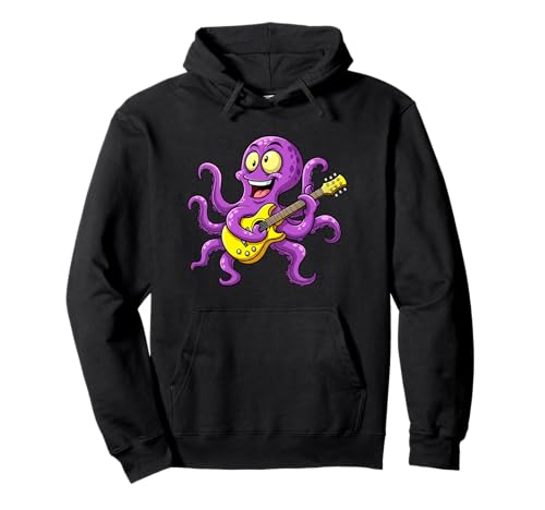 Lustiger Oktopus, der Gitarre spielt, Geschenk für Gitarristen, Erwachsene, Kinder Pullover Hoodie von Cute Musician Octopus Guitar Player Graphic Design