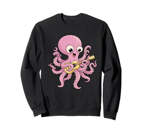 Lustiger Oktopus, der Gitarre spielt, Geschenk für Gitarristen, Erwachsene, Kinder Sweatshirt von Cute Musician Octopus Guitar Player Graphic Design