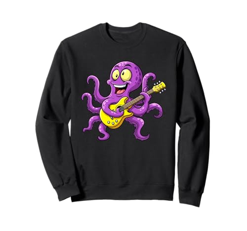 Lustiger Oktopus, der Gitarre spielt, Geschenk für Gitarristen, Erwachsene, Kinder Sweatshirt von Cute Musician Octopus Guitar Player Graphic Design
