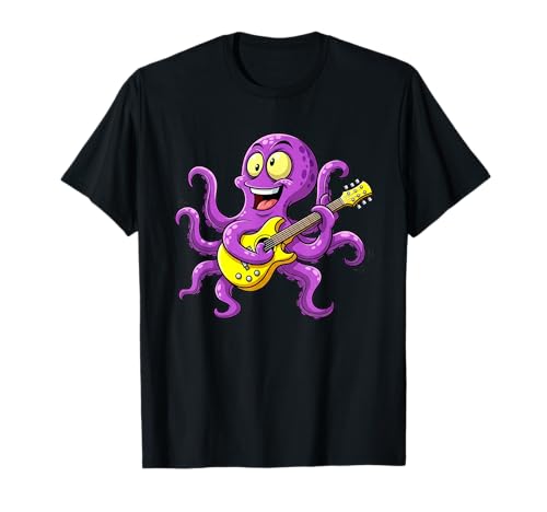 Lustiger Oktopus, der Gitarre spielt, Geschenk für Gitarristen, Erwachsene, Kinder T-Shirt von Cute Musician Octopus Guitar Player Graphic Design