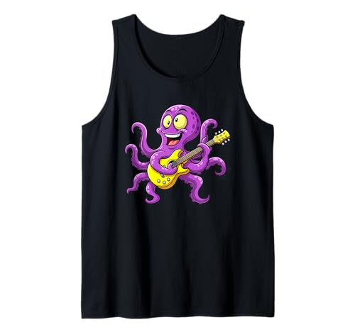 Lustiger Oktopus, der Gitarre spielt, Geschenk für Gitarristen, Erwachsene, Kinder Tank Top von Cute Musician Octopus Guitar Player Graphic Design