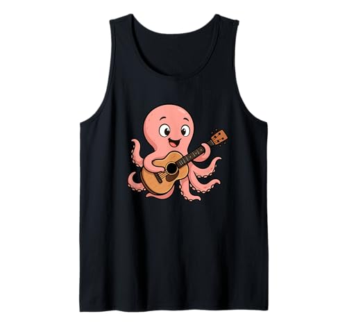 Lustiger Oktopus, der Gitarre spielt, Geschenk für Gitarristen, Erwachsene, Kinder Tank Top von Cute Musician Octopus Guitar Player Graphic Design