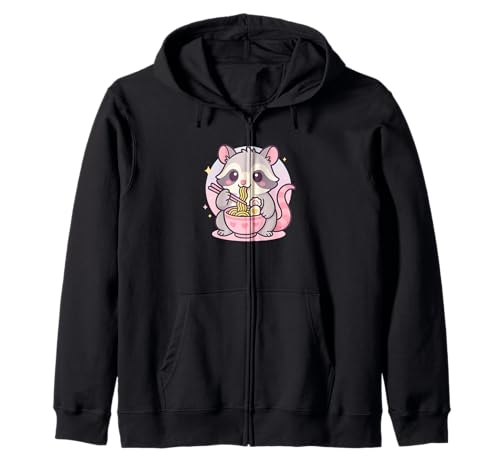 Opossum Eating Ramen Kawaii Japanisches Essen Männer Frauen Kinder Kapuzenjacke von Cute Opossum Ramen Noodles Lover Merch Gifts