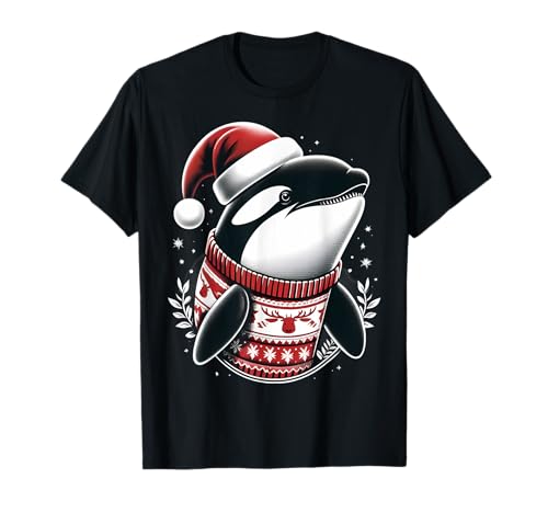 Niedlicher Orca mit Weihnachtsmannmütze, Wal, Weihnachten, Vintage, Kinder T-Shirt von Cute Orca With Santa Hat Products