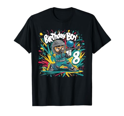 8 Jahre alt Paintball Geburtstag Party Jungen 8. für Jungen T-Shirt von Cute Paintball Birthday Party Birthday Boys Design