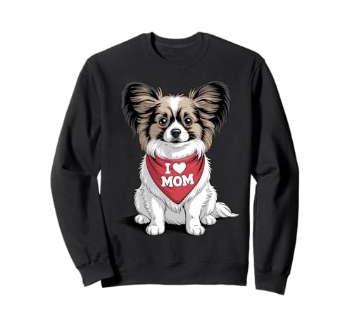 Ich Liebe Mama Papillon Hundeliebhaber Muttertag Sweatshirt von Cute Papillon Dog Mom Dog Lover