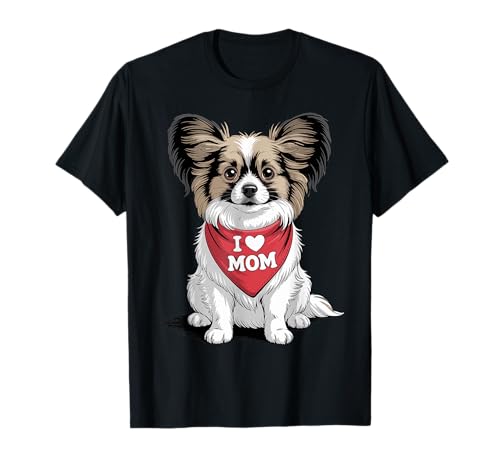 Ich Liebe Mama Papillon Hundeliebhaber Muttertag T-Shirt von Cute Papillon Dog Mom Dog Lover