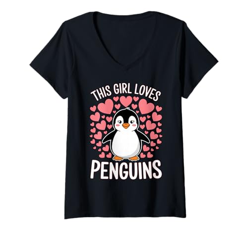 Damen Dieses Mädchen liebt Pinguine T-Shirt mit V-Ausschnitt Damen Dieses Mädchen liebt Pinguine T-Shirt mit V-Ausschnitt von Cute Penguin Lover Cute Penguins Design