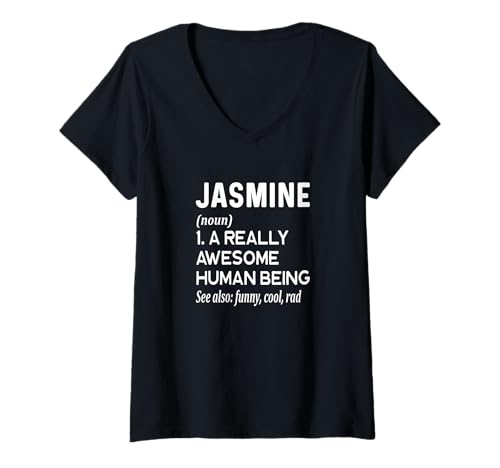 Damen Jasmin Name - Lustige Namensdefinition - Vorname Wörterbuch T-Shirt mit V-Ausschnitt Damen Jasmin Name - Lustige Namensdefinition - Vorname Wörterbuch T-Shirt mit V-Ausschnitt von Cute Personalized Name Apparel for Men Women by RJ