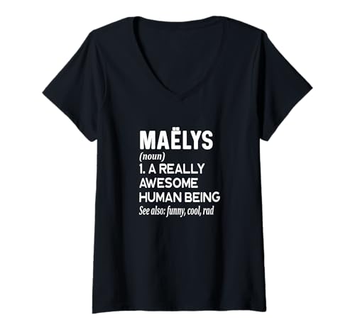 Damen Maelys Name - Lustige Namensdefinition - Vorname Wörterbuch T-Shirt mit V-Ausschnitt Damen Maelys Name - Lustige Namensdefinition - Vorname Wörterbuch T-Shirt mit V-Ausschnitt von Cute Personalized Name Apparel for Men Women by RJ