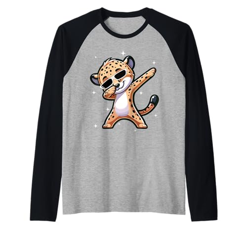Men Women Kids Cool Cheetah Dabbing Animals Wildlife Parties Raglan von Cute Pet Animal Lover Zoo Day Costume Theme Party