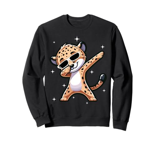 Men Women Kids Cool Cheetah Dabbing Animals Wildlife Parties Sweatshirt von Cute Pet Animal Lover Zoo Day Costume Theme Party