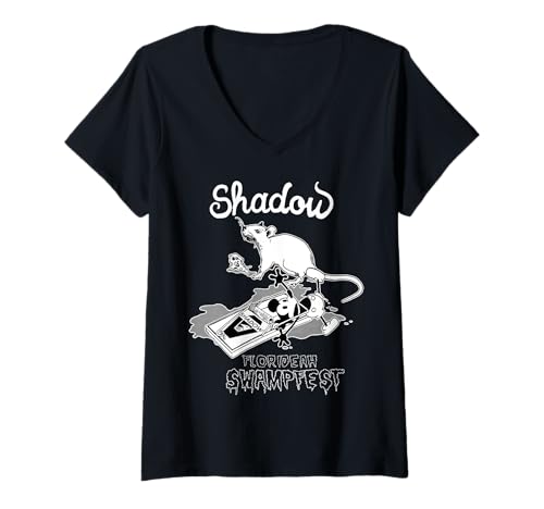 Damen Shadow Swampfest Ratte T-Shirt mit V-Ausschnitt Damen Shadow Swampfest Ratte T-Shirt mit V-Ausschnitt von Cute Pet In My Heart
