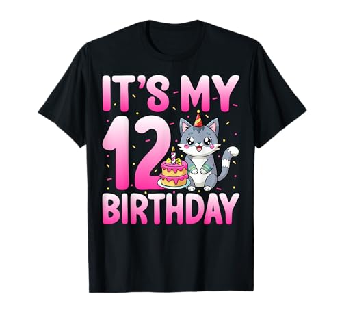 It's My 12th Birthday Cute Pet Cat Lover 12 Years Old Kids T-Shirt von Cute Pet Kitten 12th Birthday Gifts Co.