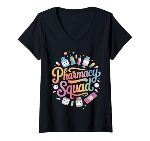 Damen Pharmacy Squad Apotheker Techniker Crew Fun Matching Team T-Shirt mit V-Ausschnitt Damen Pharmacy Squad Apotheker Techniker Crew Fun Matching Team T-Shirt mit V-Ausschnitt von Cute Pharmacy Tech Appreciation Medical Field Fun
