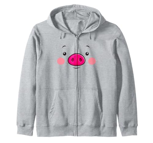 Schweinegesicht Erwachsene Kinder Männer Frauen Schweinegesicht Kostüm Kapuzenjacke von Cute Pig Face Costume Halloween