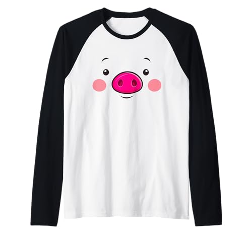 Schweinegesicht Erwachsene Kinder Männer Frauen Schweinegesicht Kostüm Raglan von Cute Pig Face Costume Halloween