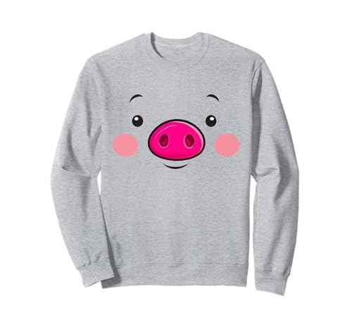 Schweinegesicht Erwachsene Kinder Männer Frauen Schweinegesicht Kostüm Sweatshirt von Cute Pig Face Costume Halloween