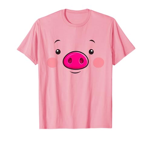 Schweinegesicht Erwachsene Kinder Männer Frauen Schweinegesicht Kostüm T-Shirt von Cute Pig Face Costume Halloween