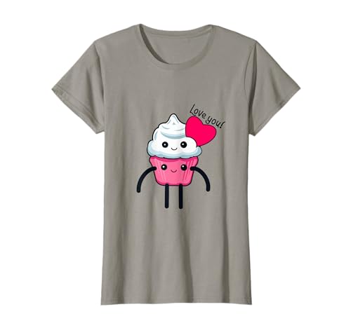 Süßer Cupcake Pink Love Heart Mädchen Frauen Jugend Schlafanzug T-Shirt von Cute Pink Cupcake Love Heart Girl Women Youth Tees