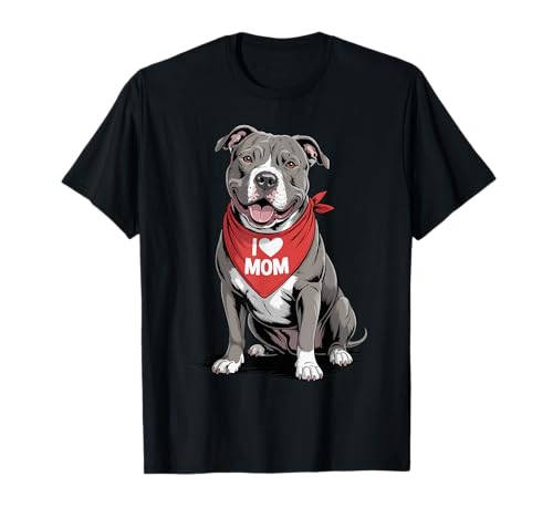 Ich Liebe Mama, Pitbull-Liebhaber, Hund, Muttertag T-Shirt Ich Liebe Mama, Pitbull-Liebhaber, Hund, Muttertag T-Shirt von Cute Pittie Mom Pitbull Dog Lover
