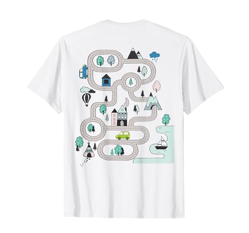 Cute Playmat outfits Coole Spielmatte Autorennbahn auf Rückseite süßes Kleinkind T-Shirt in Weiß, Größe S, Kurzarm, Unisex-Kinder, Auto-Enthusiasten, Spielbegeisterte von Cute Playmat outfits