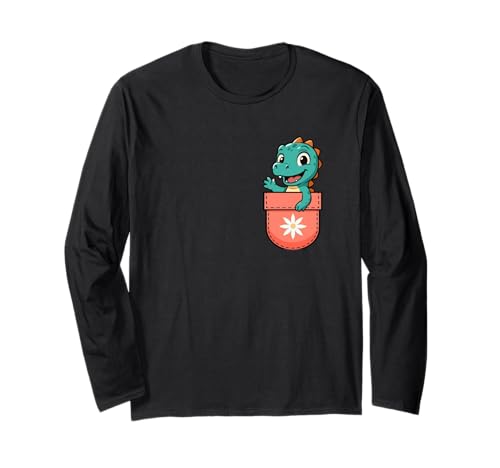 Entzückender Taschen-Dinosaurier, der niedlicher Baby-Dino schaut Langarmshirt Entzückender Taschen-Dinosaurier, der niedlicher Baby-Dino schaut Langarmshirt von Cute Pocket Dinosaur Baby Toddler Kids