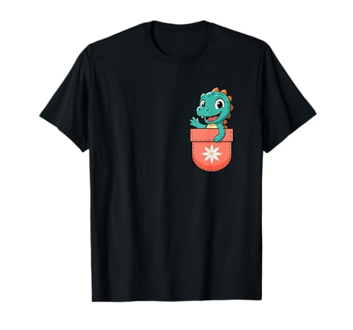 Entzückender Taschen-Dinosaurier, der niedlicher Baby-Dino schaut T-Shirt Entzückender Taschen-Dinosaurier, der niedlicher Baby-Dino schaut T-Shirt von Cute Pocket Dinosaur Baby Toddler Kids