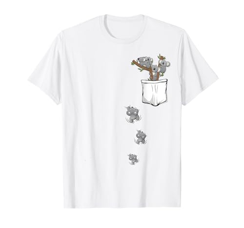 Cute Pocket Koala Shirts | Niedliches Koala-Taschenhemd für Kinder | Unisex-Kinder | Blau | S von Cute Pocket Koala Shirts