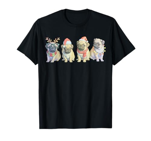 Weihnachtlicher Mops Rentier Licht Hund Xmas Funny Pug Lover Kids T-Shirt Weihnachtlicher Mops Rentier Licht Hund Xmas Funny Pug Lover Kids T-Shirt von Cute Pug reindeer Light Christmas Santa Hat