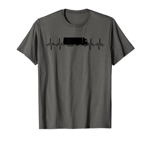 Lustiges LKW-Fahrer-Geschenk für Männer und Frauen Trucker EKG Herzschlag T-Shirt von Cute Pulse Line Big Rig Vehicle Lovers Designs