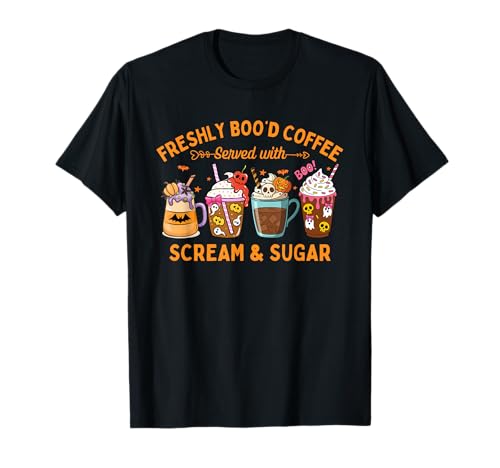 Freshly Boo'd Coffee Lover Funny Halloween Women Teacher T-Shirt Freshly Boo'd Coffee Lover Funny Halloween Women Teacher T-Shirt von Cute Pumpkin Spice Coffee Halloween Spooky