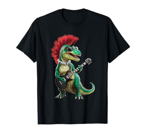 Punk Dinosaurier Rock and Roll Shirts für Kinder Goth Dino Gitarre T-Shirt von Cute Punk Dinosaur Kids Rock n Roll Tshirts