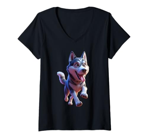 Damen Lustiges Unisex-Design für Männer und Frauen T-Shirt mit V-Ausschnitt von Cute Puppy Funny Unisex Design For Men Women Tee